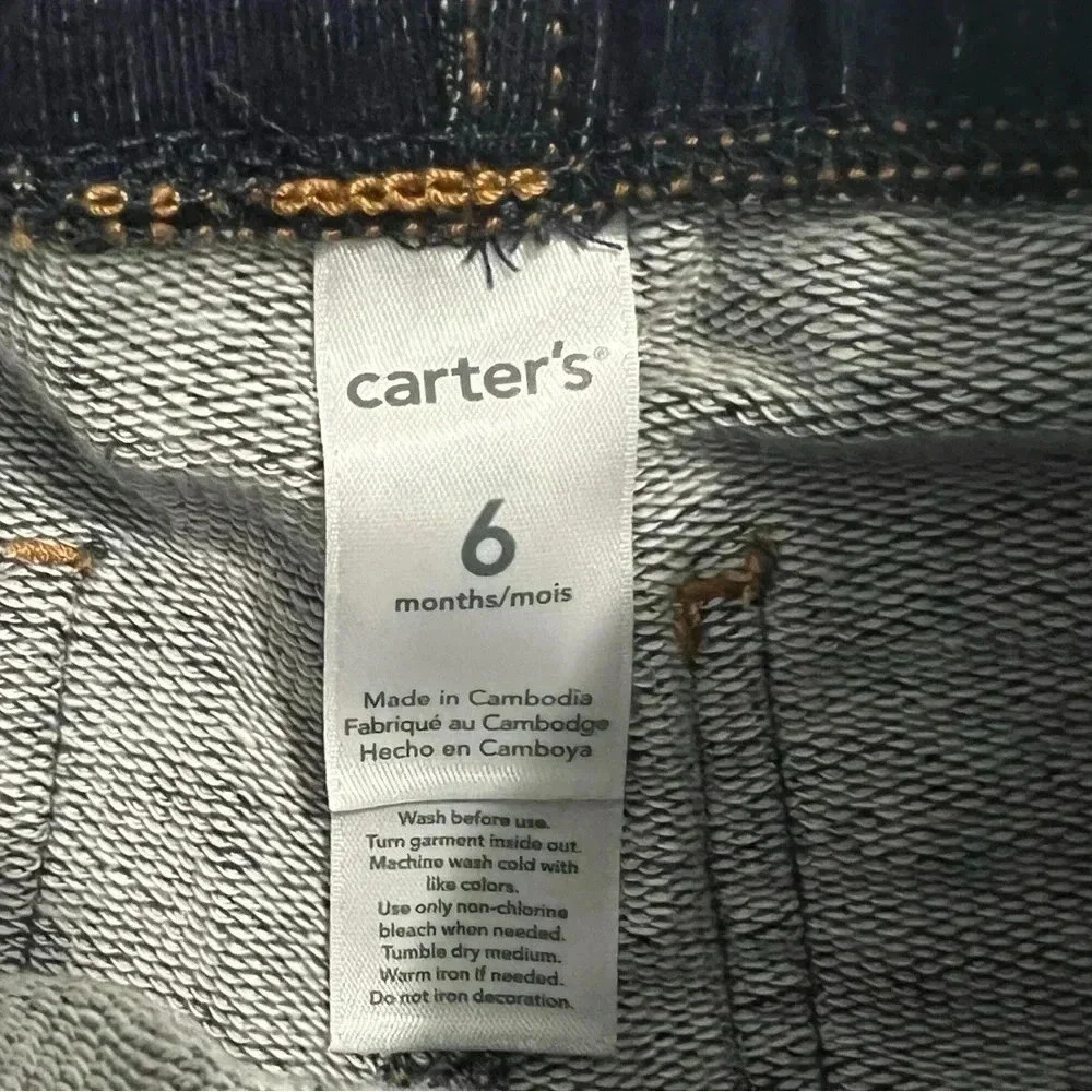 Carter’s Baby Boys Faux Denim Jeans (Size 6 Months) - Picture 2 of 3